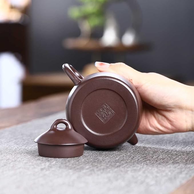 SILINE Zisha Teapot 8.8 Oz,Master Handmade Genuine Yixing Purple Clay Tea Pot with Collection Certificate and Gift Box (Qinquan)