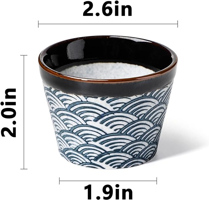 forkmannie Ceramic Tea Cups Japanese Style Ceramic Tea Set of 4 (Blue)
