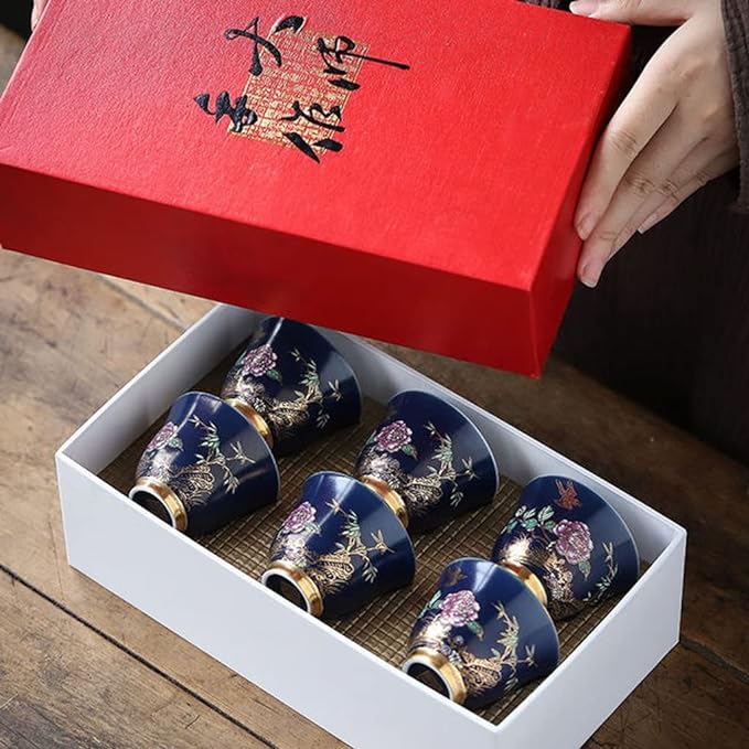 Ceramic Tea Cup Outline in Gold Teacup Chinese Kung fu Master Cup