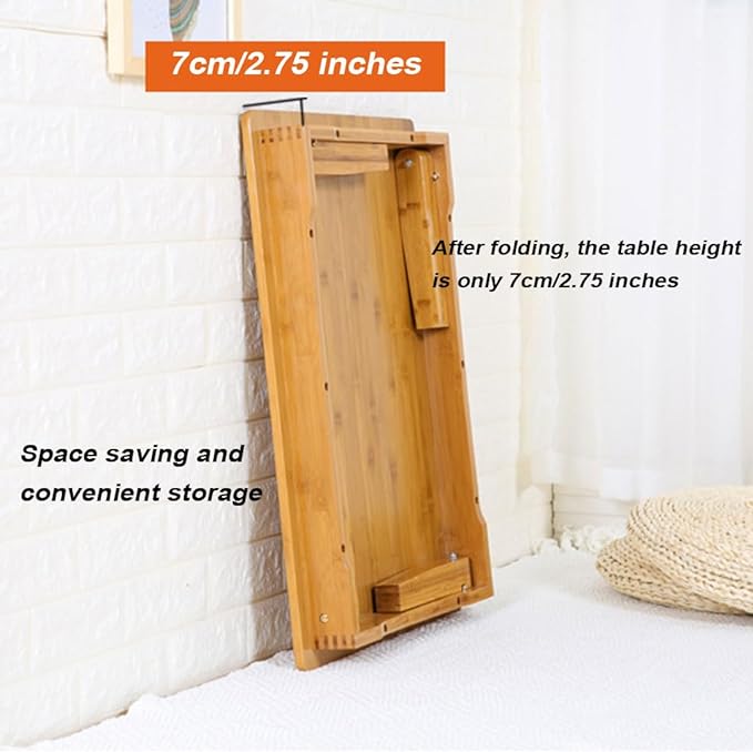 Folding Table,Japanese-Style Household Square Bamboo Table,Foldable Bamboo Dining Table,Low Bamboo Table,Living Room Low Table,Tea Table (80 * 80 * 47cm)