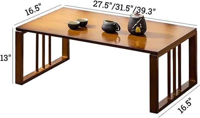 HM&DX Folding Bamboo Coffee Table,Farmhouse Tea Table Low Table for Sitting On The Floor,Portable Japanese Floor Table Foldable Low Dining Table Kotatsu Table(31.5x16.5x13inch, Natral)