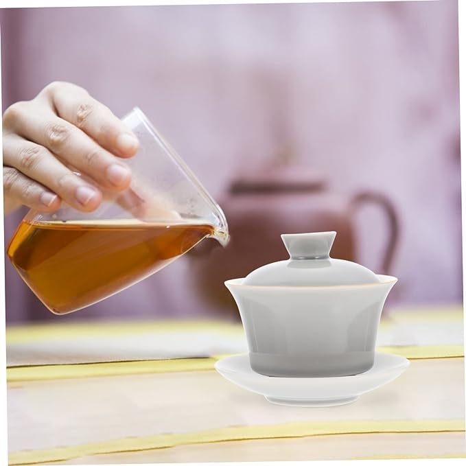 Cabilock 3 Sets Porcelain Gaiwan Japanese Tea Cup