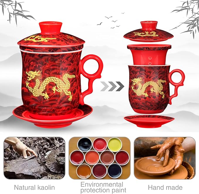 YURROAD Chinese Dragon Pattern Tea-Mug