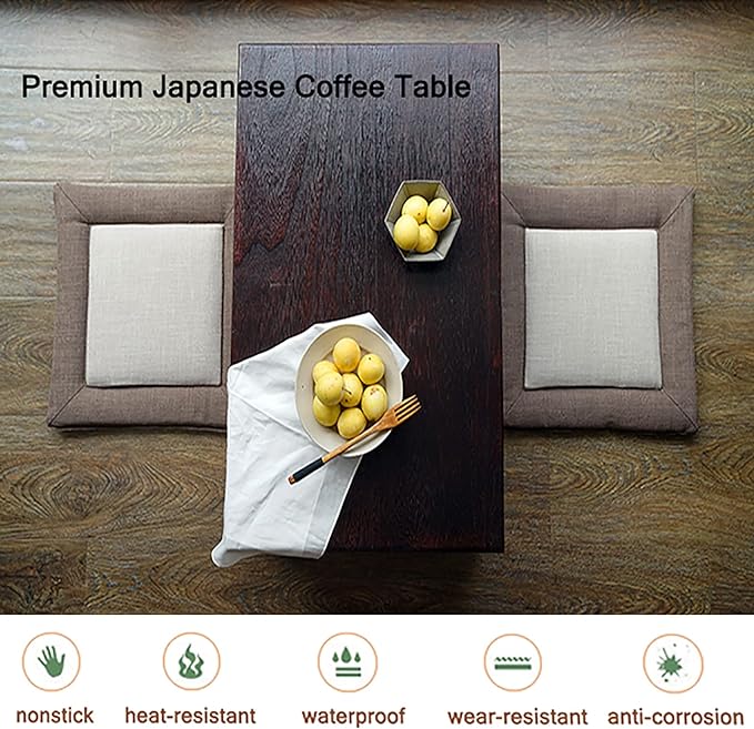Foldable Solid Wood Coffee Table,Vintage Tea Table Low Table For Sitting On The Floor,Portable Folding Japanese Table Kotatsu Table Dining Table Altar Floor Table(31.5x19.7x11.8inches, Nature legs)