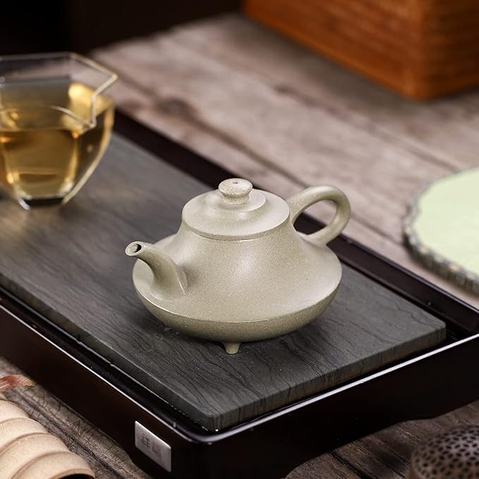 SILINE Zisha Small Teapot,Chinese Genuine Yixing Clay Teapot 7.9 Oz, Infuse Brew Kung Fu Loose Leaf Tea Maker -Yunlu,Cyan Cla