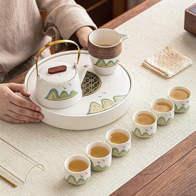 SciAza gongfu Tea Set Tea Pot Set Travel Tea Set Simple Ceramic Tea Set, Japanese Teapot Teacup Gift Box Set