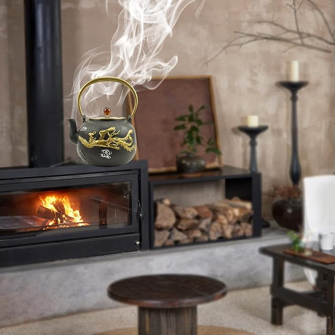 Funmaker Japanese Style Tetubin Tea Kettle Iron Teapots Japanese Cast Iron Teapot Handmade Uncoated Teapot Health Teapot 40.5oz /