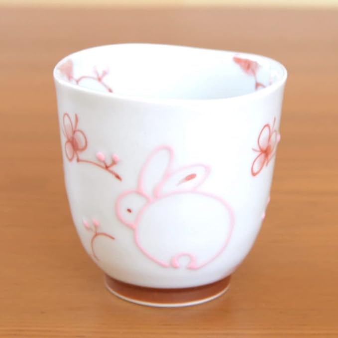 有田焼やきもの市場 Japanese Yunomi Tea Cup for Green Tea Arita Imari ware Made in Japan Icchin Usagi Rabbit Pink