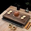 Eorbow Wooden Tea Tray, 17 Inch Chinese Kung Fu Tea Tray, Gongfu Tea Table with Water Storage Chassis, Household Filter Tea Serving Tray Gift Set for Home, Office, Bar