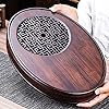 Oval Chinese Kungfu Bamboo Tea Tray Table Box with Water Storage for Gongfu Tea Set (Large