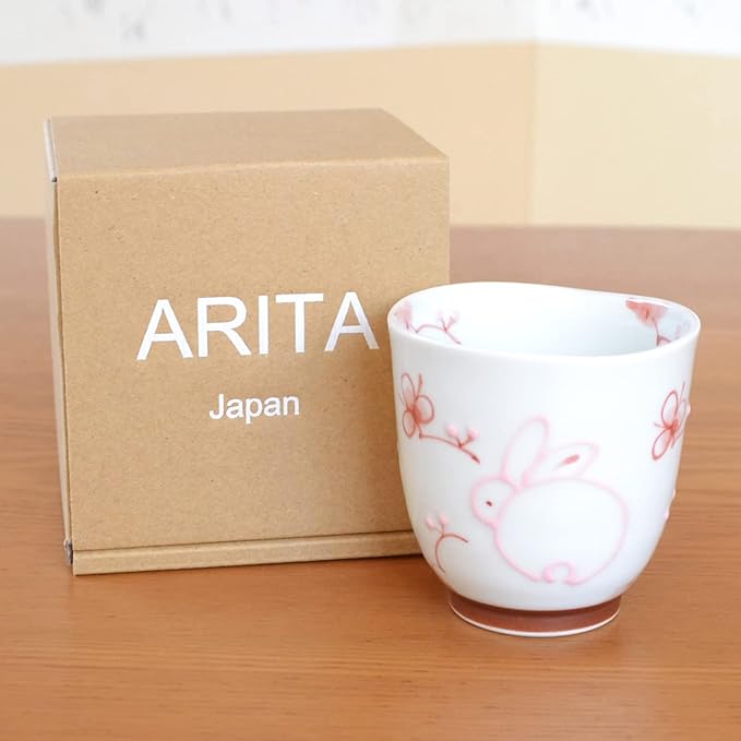 有田焼やきもの市場 Japanese Yunomi Tea Cup for Green Tea Arita Imari ware Made in Japan Icchin Usagi Rabbit Pink