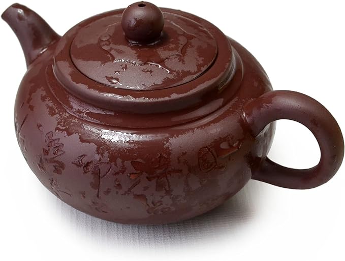 Teapot 10oz Chinese Zisha Clay Pots Infuser for Loose Tea Hand-carved