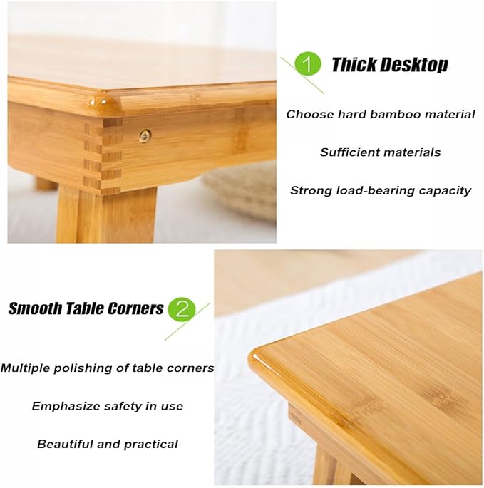 Folding Table,Japanese-Style Household Square Bamboo Table,Foldable Bamboo Dining Table,Low Bamboo Table,Living Room Low Table,Tea Table (80 * 80 * 47cm)