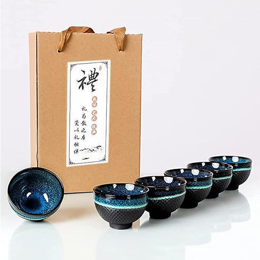 Puoyikt Chinese Ceramic Kung Fu Tea Set of 6