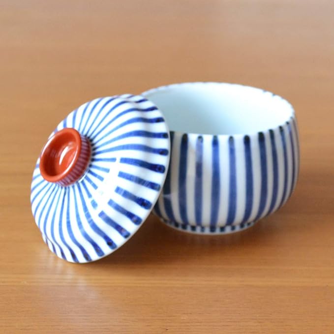 有田焼やきもの市場 Chawanmushi Cups with Lids Set of 2 Japanese Chawan Mushi Arita Imari ware Made in Japan Shumaki Tokusa