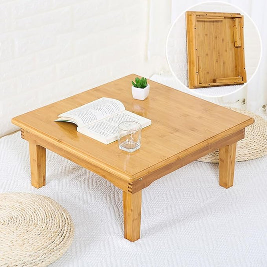 Folding Table,Japanese-Style Household Square Bamboo Table,Foldable Bamboo Dining Table,Low Bamboo Table,Living Room Low Table,Tea Table (80 * 80 * 47cm)