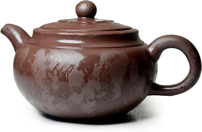 Teapot 10oz Chinese Zisha Clay Pots Infuser for Loose Tea Hand-carved