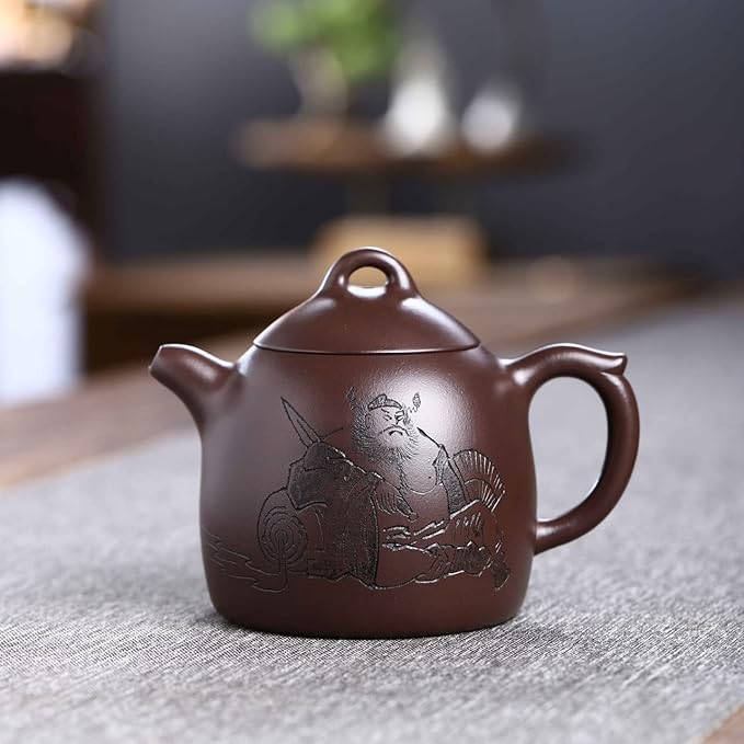 SILINE Zisha Teapot 8.8 Oz,Master Handmade Genuine Yixing Purple Clay Tea Pot with Collection Certificate and Gift Box (Qinquan)