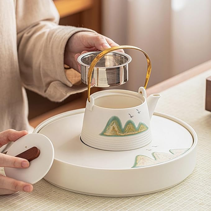 SciAza gongfu Tea Set Tea Pot Set Travel Tea Set Simple Ceramic Tea Set, Japanese Teapot Teacup Gift Box Set