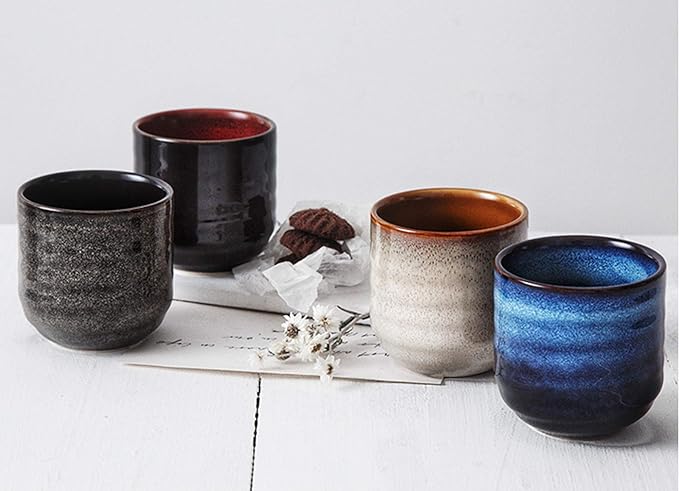 Lxuwbd Japanese style ceramic tea set, tea cup, coffee cup, yerba mate set, Ceramic mate cup set of 4