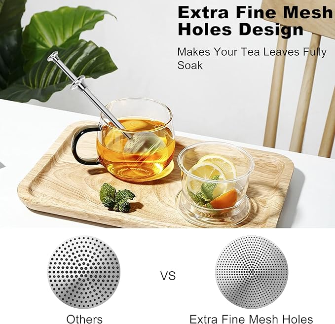 Numola Long Handle Tea Ball Stainless Steel, 2Pcs Premium Tea Infuser Filter for Loose Leaf Tea, Reusable Fine Mesh Tea Interval Diffuser Strainer for Cup and Teapo