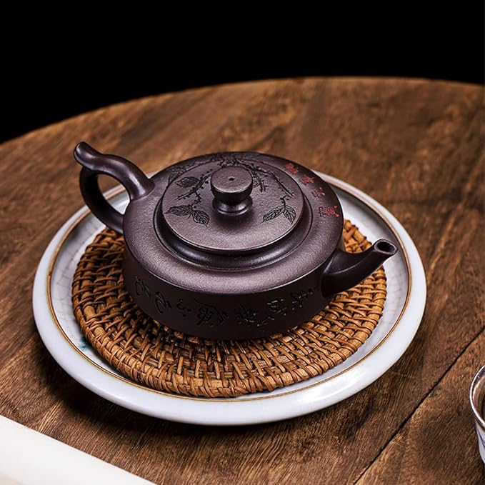 Handmade Zisha Teapot, Chinese Yixing Purple Clay Tea Pot 9.8 Oz,Chinese Kungfu Brew Infuser Loose Leaf Tea