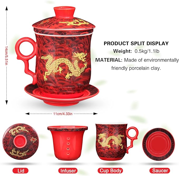 YURROAD Chinese Dragon Pattern Tea-Mug