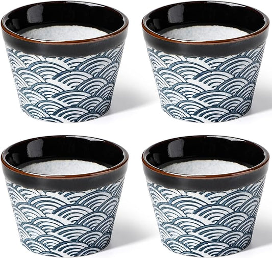 forkmannie Ceramic Tea Cups Japanese Style Ceramic Tea Set of 4 (Blue)